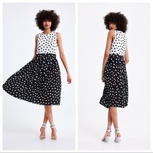 Zara Pleated Polka Dot Dress. Size S